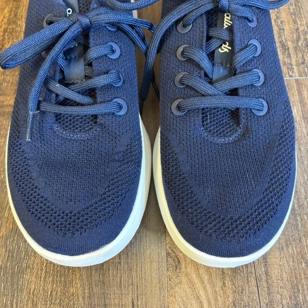 Allbirds Tree Runner Marine Blue White Knit Walking Shoes Womens Sz 9 Sneaker